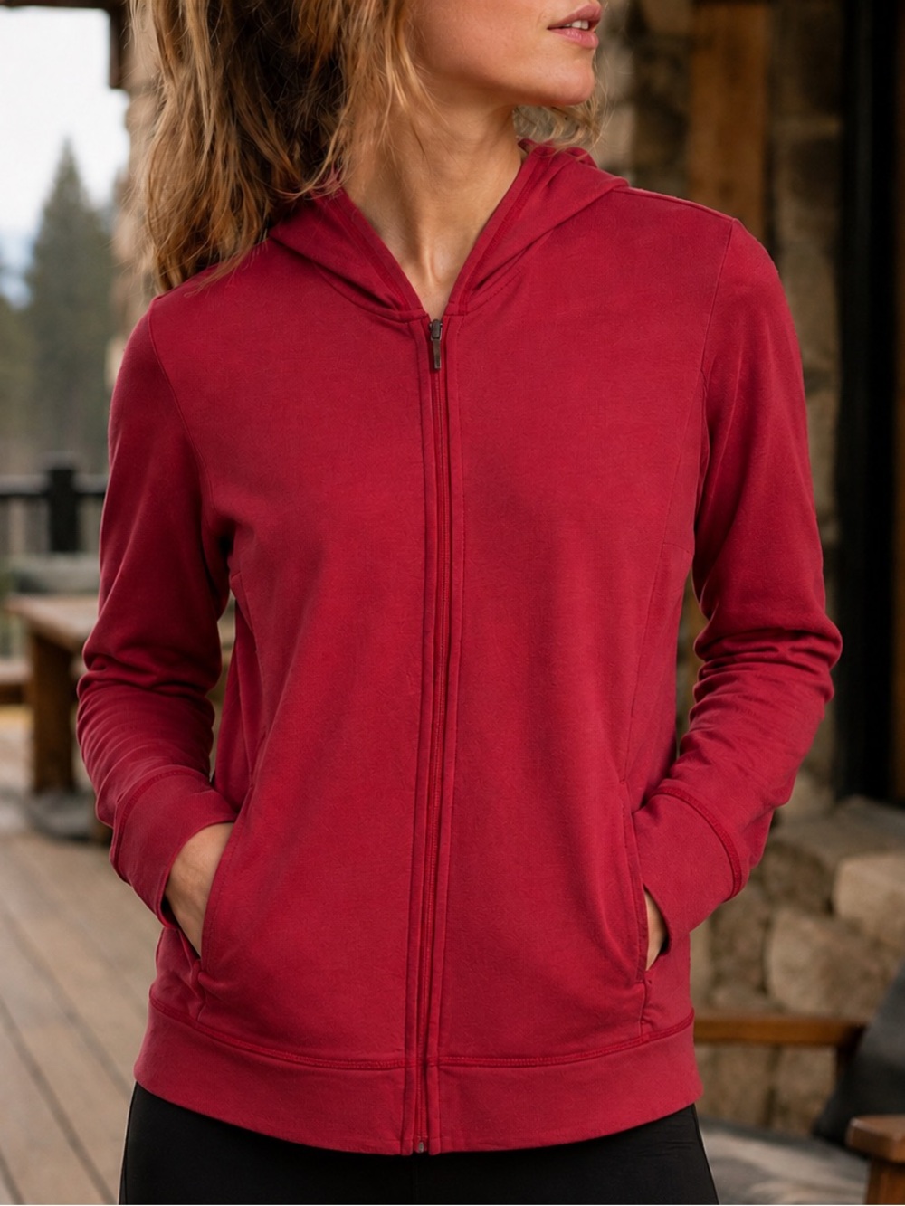 Patagonia Vitaliti Hoodie Red Small Organic Cotton Tencel